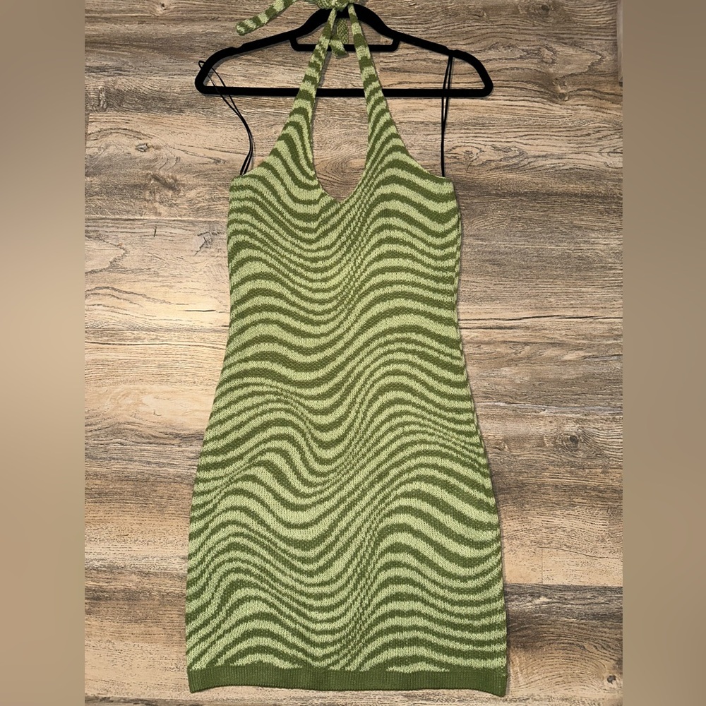 H&M New With Tags Green Halter Neck Dress